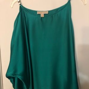 Micheal Kors Slit Satin Green Blouse
